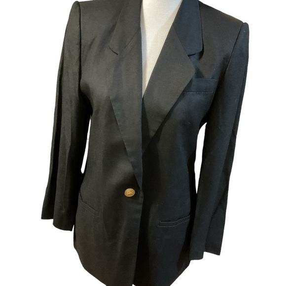 Talbots Black Linen Blend 6P Blazer - Picture 1 of 8